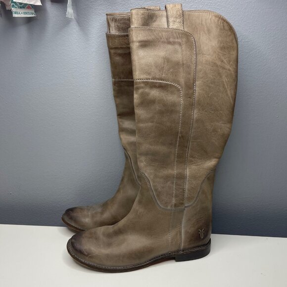 FRYE paige distressed leather pull on riding boots size 6.5 - Picture 2 of 10